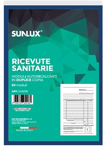 Blocco ricevute sanitarie 10pz. x 50 moduli Sunlux duplice copia