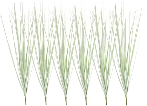 sourcing map 6 plantas de césped artificial, arbustos artificiales de plástico de 20.5 pulgadas para exteriores, arbustos artificiales para decoración frontal del hogar, jardín, verde claro