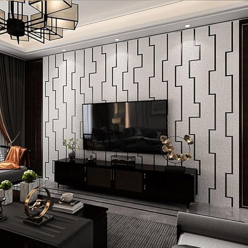 Tapeten Vliestapete Weiß Moderne 3D Tapete Wohnzimmer Tv Sofa Hintergrund,Vliestapete Küchentapeten,Tapete Schlafzimmer,Tapete Flur 10mx0.53m
