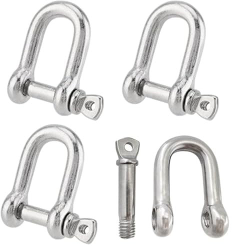 4 Stück 304 Edelstahl Langer D-Schäkel, Edelstahl Schäkel Gerade Kurze Form Edelstahl, M8 D Schäkel, Ankerschäkel Drehschäkel für chwere Takelage, Kordeln, Ziehen, Stahlkettenglied-Schäkel
