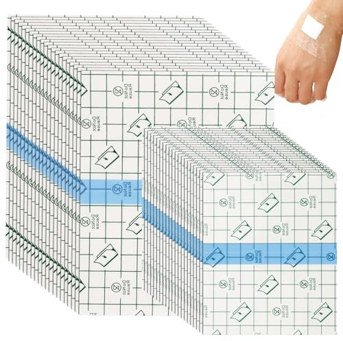 50PCS Benda Trasparente Impermeabile, 2 Dimensioni : 15x12cm e 12x10cm Cerotti Elastici di Fissaggio, Cerotti Impermeabili Benda Pellicola Trasparente per Tatuaggi Protezione, Protezione Delle Ferite