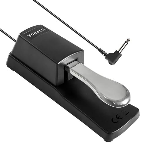 VOHALO Sustain Pedal für MIDI Keyboards Digital Pianos Fußpedal Polaritätsschalter 2M Kabel