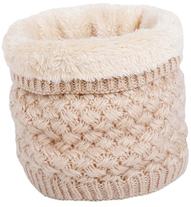 LIFKOME Strickschal Für Damen Beige Halstuch Mit Fleece-futter Winterlicher Halswärmer Für Stilvolle Wärme Und Schutz An Kalten Tagen
