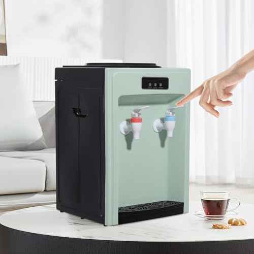 Elektrischer Warm- und Kaltwasserspender 550W Mini-Desktop-Wasserspender Büro/Hause Kühler & Wasserspender für Trinkwasser Kann 5-18L Wasser in Eimer (Grün)