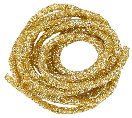 SUPERFINDINGS 1 PC 10.94 Metri Spago d'oro di Corda Tubolare in PVC con Strass Dorati, e Paillettes per Abiti da Sposa,Applicazioni Fai-da-Te per Borse e Artigianato