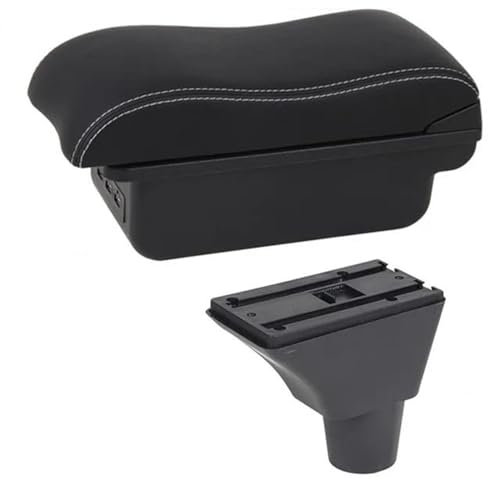 MObyat Caja Almacenamiento Coche Caja De Reposabrazos para Coche, Contenido De Tienda Central, Decoración De Estilo con Portavasos, Accesorios USB para Ibiza 6j 6L(C White Line 2)