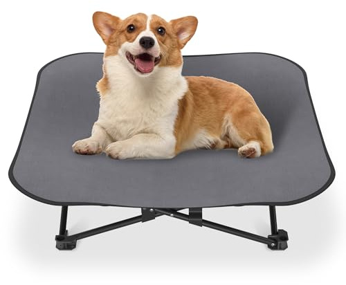 FIVMEN Letto per cani, 68 x 68 x 21 cm, pieghevole, rialzato, in poliestere traspirante, per giardino, esterno, interno