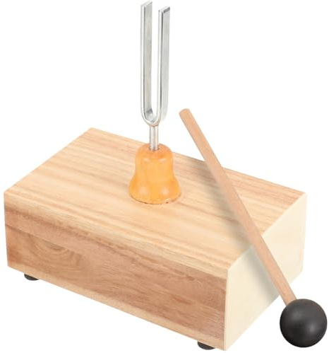 Juego de Diapasones 512 Hz de Acero para Terapia Sonora | Experimentos Acústicos Físicos, Incluye Martillo y Caja de Madera, Uso en Yoga y Música