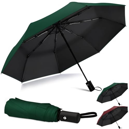 40/42/46/50inch UPF 50+ Sun Umbrella UV Protection UV Umbrellas for Sun Protection Compact Umbrella Travel Size Umbrellas for Rain Waterproof And Wind Resistant Auto Open Close (Black/Green, 46inch)