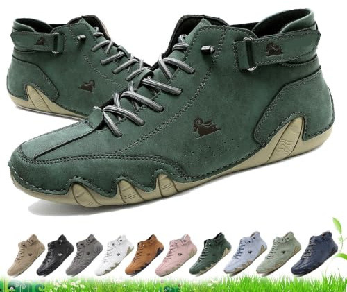 Vogldeck Herr Dam Vattentäta Andningsbara Ortopediska Skor - Utomhus Handgjorda Barfota Vandring Beck Skor Lätta Casual Chukka Stövlar for Vandring, Arbete & Vardagsbruk(Green,43 EU)