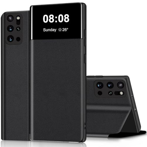 Wallet Case für Samsung Galaxy S20 Fe Hülle Clear View Handyhülle für Samsung S20 Fe Klapphülle Flip Cover mit Ständer Stoßfest Kratzfest Leder Schutzhülle Kartenfach Handytasche 5G/6.5 (Schwarz)