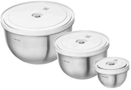 ZWILLING Fresh & Save BOWLS Vakuumschüssel Set 6tlg, S-12 cm, M-18 cm, L-24 cm, Edelstahl, Grau
