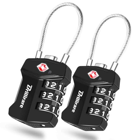 2 Stück TSA-zugelassene Gepäckschlösser, Kombinations-Reise-Kabel-Vorhängeschloss, Legierung, Metall, 3-stelliges wasserdichtes Schloss, TSA-akzeptiert, schlüssellos, rücksetzbares Schloss für