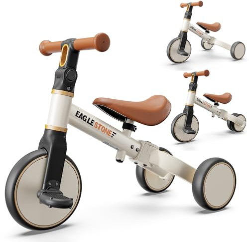 Bicicleta de equilibrio 5 en 1 para niños pequeños, bicicleta de equilibrio y triciclo para niños de 18 meses a 4 años, regalo de interior y exterior para niños y niñas, color blanco