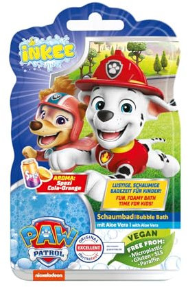 INKEE Bubble Bath Pat Patrouille - Bain moussant pour enfants, Liquide pour mousse de bain BLEUE avec Aloe Vera & arôme soda orange, 40g