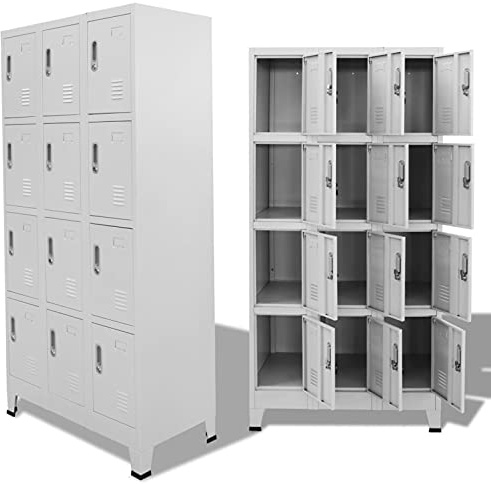 Juroupi Armadietto a Chiave con 12 Scomparti 90x45x180 cm,Armadietto a Chiave,Armadio da Ufficio/Soggiorno,Armadio di Stoccaggio,Armadietto Salvaspazio-244476