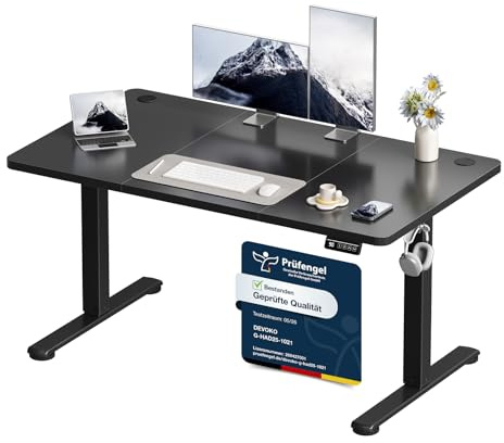 Devoko Elektrisch Höhenverstellbarer Schreibtisch 120 x 60cm,Schwarz | Schreibtisch Höhenverstellbar Tisch, Steh-Sitz Bürotisch, Computertisch mit Memory-Funktion, Stehpult, Standing Desk