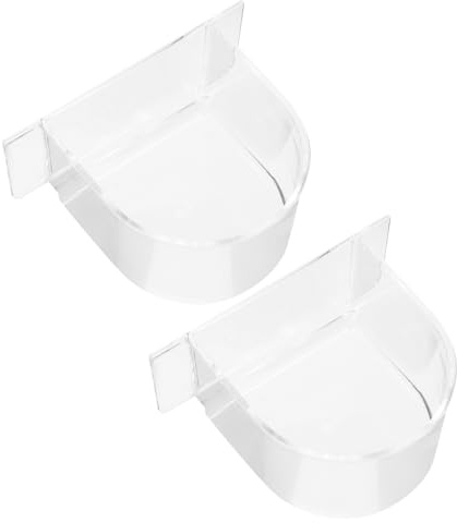 Milisten 2PCS Bird Cage Food Feeder, Clear Semicircle Bird Food Bowls Parrot Trough Cups Small Animal Dish Feeding Containers for Pigeon Chicken
