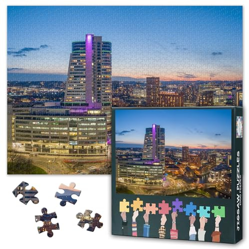 Leeds City Puzzles for Adults 1000 Pieces, Leeds Yorkshire England Jigsaw Puzzles, Adult Puzzle for Adults, Educational Fun Games or Toys for Elders Friends 20X27 INCH