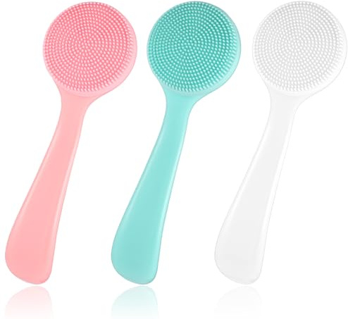 3 Pack Face Brush Silicone Facial Cleansing Brush, Manual Face Scrub Brush Skin Friendly Soft Facial Brushes Waterproof Exfoliating Brush Face Cleaner Brush for Women, Makeup Residues Removal