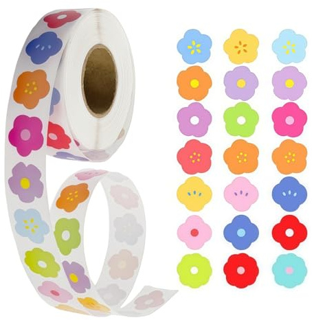 Tonsmile Mini Blumen Sticker | 1000 Stück Bunte Blumen Aufkleber mit 21 Designs - Kleine Aufkleber für Trinkflaschen, Laptop, Koffer, Fahrrad
