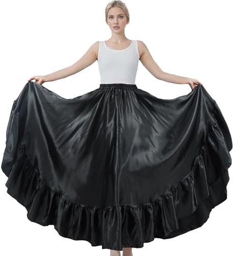 MUNAFIE Damen Lang Satin Rock Bauchtanz Rock Tanzrock Bauchtanz Kostüm für Leistung Karneval