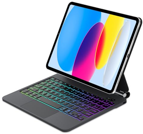 Magic Keyboard para iPad Air 11(M3 2025, M2 2024)/Air 10.9(5ª Gen, 4ª Gen) y iPad Pro 11(2018-2022), Soporte Magnético Flotante y Panel Táctil Multitáctil, Funda Teclado con Retroiluminado, Negro