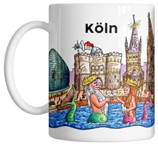 Tasse Köln Skyline | Koeln | Kaffee, Tee, Kakao, Geschenk Freunde, Familie, Weihnachten, Geburtstag | Keramik | kaffeebecher, 330ml, 33cl