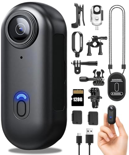 ABSAMAYS 1080P Mini Thumb Action Camera, Portable Vlogging Camera, Wearable Small Body Camera, Hands-Free POV Video Recorder for Motorcycle, Bike, Work, Travel, Pet Walking