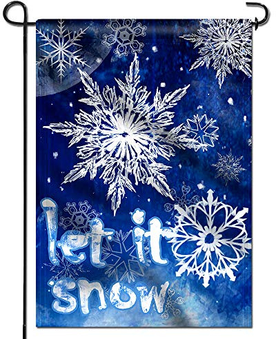 Anley Beidseitig Premium Winter Schneeflocke Gartenflagge, Let It Schnee Dekorative Gartenfahnen - wetterBeständig & Doppelt genäht - 18 x 12,5 Zoll