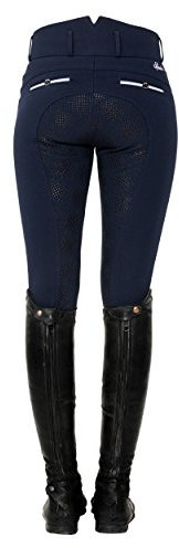 SPOOKS Reithose für Damen Mädchen Kinder, Voll-Besatz Reithosen Leggings Turnierreithose - bequem & stylisch Ricarda Full Grip High Waist - Navy XXS