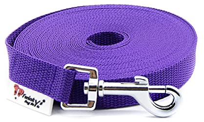 Twinkys Dog Style Hundeleine Schleppleine OHNE Handschlaufe Lila 10 Meter 15 mm breit für Hunde bis 15 kg Made IN Germany
