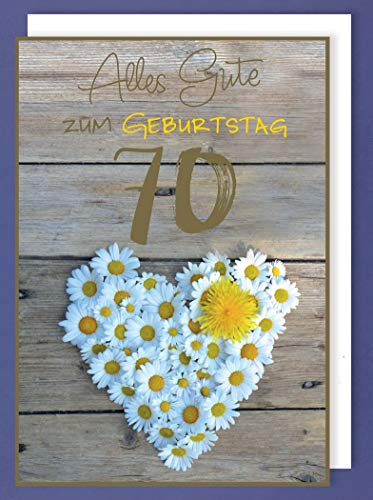 AvanCarte Riesen Karte 70 Geburtstag Grußkarte Foliendruck Blumenherz A4