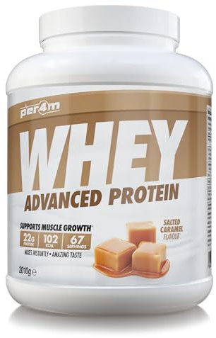 Per4m Whey Protein Powder | High Protein Shake for Muscle Growth & Recovery | Low Sugar Gym Supplement | Sports Nutrition Drink + Amino Acids (2010g, Salted Caramel)