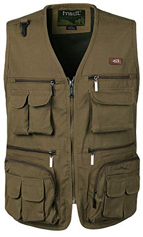 KTWOLEN Herren Angelwesten Sommer Outdoor Weste mit Vielen Taschen Fotografie Anglerweste Arbeitsweste Safari Weste Jagd und Fischer Weste