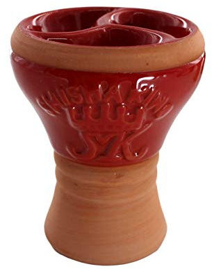 Shisha King® Triple King Shisha Tabakkkopf glasiert | Tonkopf | 3 Tabakfächer zum Mischen von Tabak | viel Rauch, intensiver Geschmack (rot)