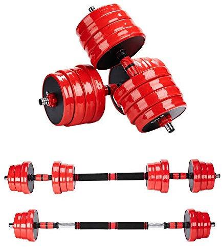 Melko Langhantel mit Gewichten 30kg Kurzhantel Langhantelset 4in1 Hantelset verstellbar Hantel Hantelstangen Krafttraining Kurzhantelset