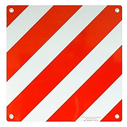 Pannello 50x50cm in alluminio piano retroriflettente per Autoveicoli CARICHI SPORGENTI classe 2 omologato