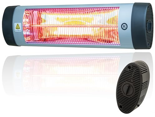 Kaltmann Infrarotstrahler Heizstrahler Terrasse Elektrisch Infrarotheizung Deckenmontage K-OPS 2000W Carbonröhre IP55 Timer 4 Stufen für Outdoor Terrasse Wand oder Decke