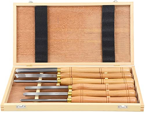 HSS Drechselmesser Set 6 Teilig Drechseleisen Satz Drehwerkzeuge Drechseln Drechselbank Holz Drechselwerkzeug Schnitzwerkzeuge Drechseleisen Drehmeißel Set Mit Holzgriff in Holzbox