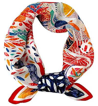 FOX-TECH Bufanda de seda para el cabello, bufanda para la cabeza para mujer, bufanda de satén ligera para envolver el cabello y dormir por la noche, 35 x 35 pulgadas, 02-pintura al óleo, 35“x 35”