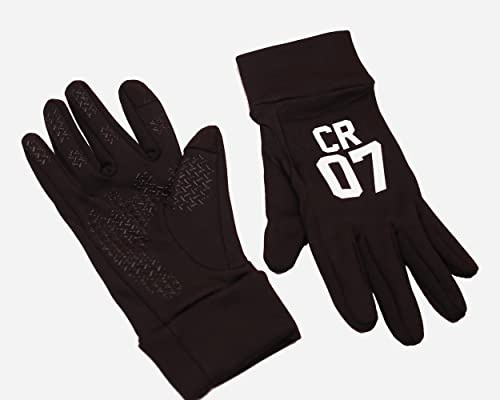 Guanti da calcio personalizzati per bambini, impermeabili, touch screen, antiscivolo, termici per bambini, guanti per sport invernali per ciclismo, corsa, attività scolastiche (nero, piccolo)