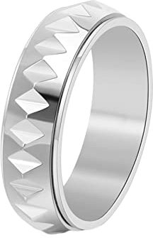 KnBoB Ring Fidget, 8MM Titan Ring für Herren Silber Dreieck Spinner Angst Ring Größe 65 (20.7)