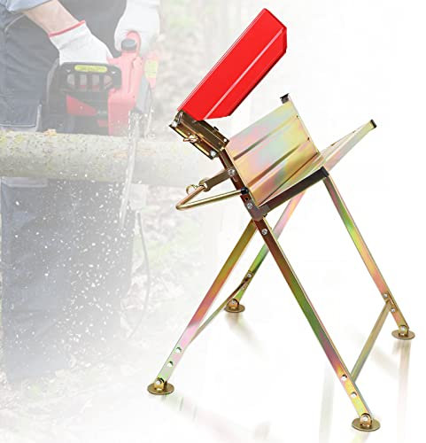 Vigevee Cavalletto per sega a catena con supporto per motosega, paratena, asta di misura, supporto pieghevole fino a 150 kg, struttura stabile, adatto per segherie, officine