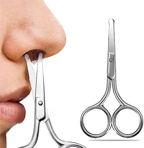 Ikadiya Nasenhaarschere Für Männer, Nasenhaartrimmer, Nasenhaarschneider, Nasenhaar und Ohrenhaar Schere, Auch für Die Pflege Von Augenbrauen, Ohrenhaaren und Bärten