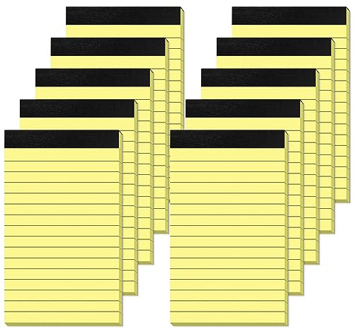 Yellow Note Pads 3x5 Small Notepads 3x5 Memo Pads Small Notebooks 3x5 Writing Pads 3x5 Lined Notepads 10 Pack Small Pads of Paper 3 x 5 Note Paper Pads 3x5 Yellow Pocket Notebook 30 Sheets per Notepad
