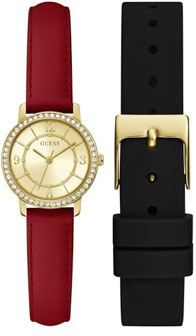 GUESS Gold-Ton und Kristall Analog Uhrenbox Set
