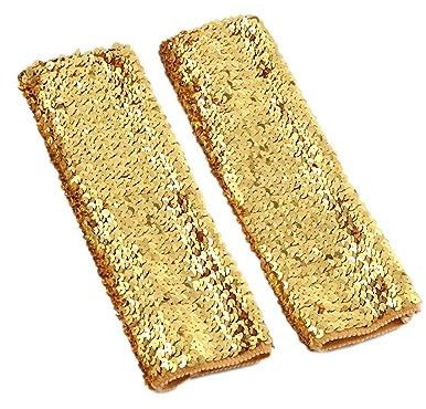 Fingerlose Pailletten Handschuhe,Halbfingerhandschuhe mit Pailletten,Arm Warmers Long Stulpen Handschuhe,für Maskeradepartys Halloween Cosplay Accessoires Opernaufführungen,Gold,9×28cm