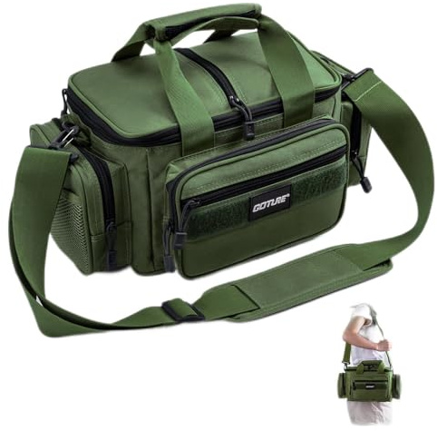 Goture Angelausrüstungstasche, weiche Seite, wasserabweisend, Umhängetasche, Angeltasche, Hüfttasche, Angelausrüstungstasche, Salzwasser, Süßwasser, zur Aufbewahrung von 3 3600 Angelboxen C