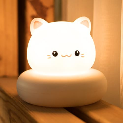 Annmore Baby Nachtlicht Katze Tragbares | Dimmbar, Aufladbar, Stilllicht, Geschenk zur Geburt Mädchen Jungen